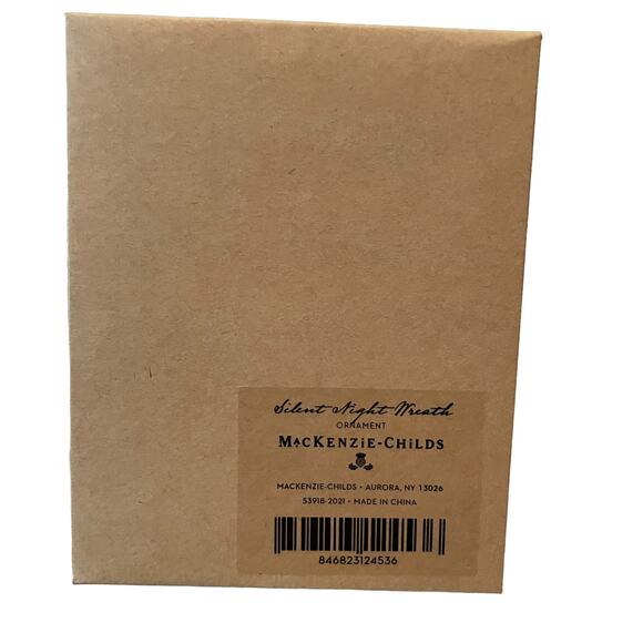 MACKENZIE CHILDS Silent Night Wreath Ornament Hand Painted Christmas Decor NEW - Picture 2 of 2